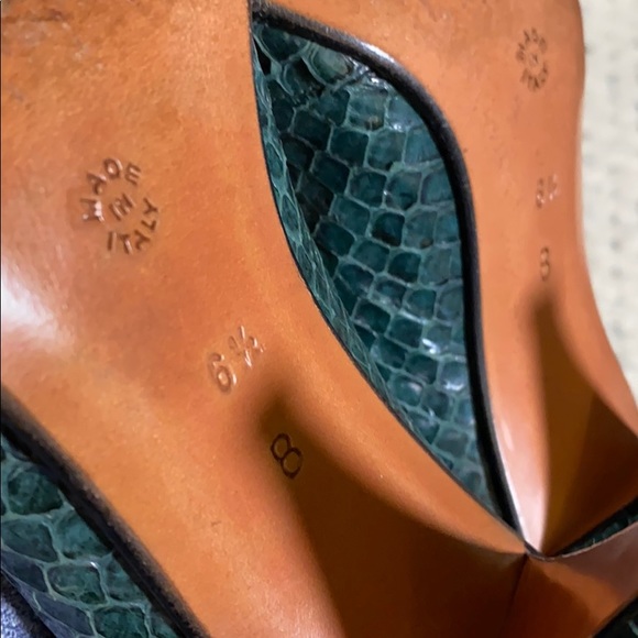 WALTER STEIGER luxe Genuine Snakeskin Authentic leather soles 6.5 1/2 jade green - Picture 6 of 6